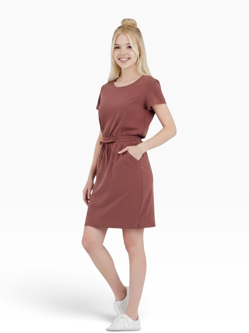 32 Degrees Twill Dress NWOT | Small • Soft Stretch • Drawstring Waist • Pockets